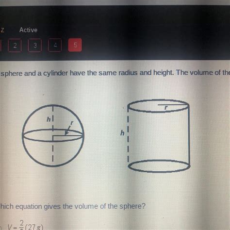 A sphere and a cylinder have the same radius and height. The volume of ...