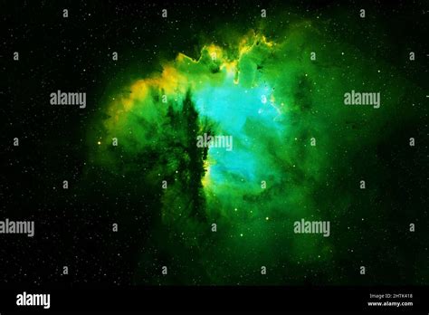 Beautiful space nebula of green color. Elements of this image were ...