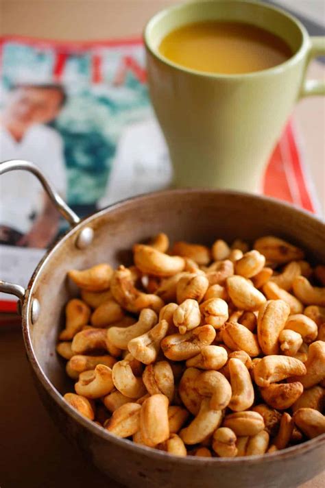 Roasted Spicy Garlic Cashew nuts Recipe | A Little Bit of Spice