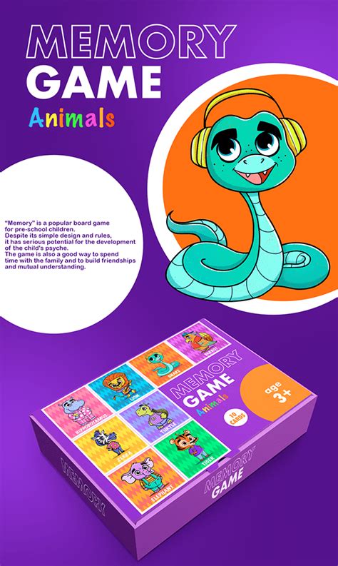 Memory game animals. Card board game for childrens on Behance