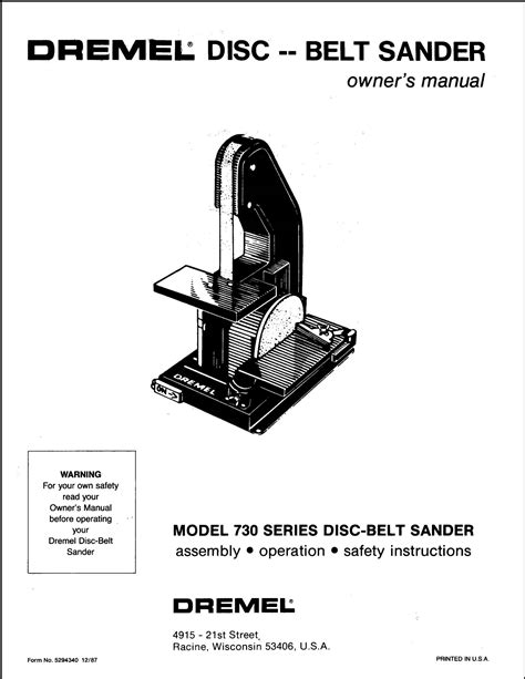 Operator Instruction Manual Disc Belt Sander Model 1731 Dremel - Etsy