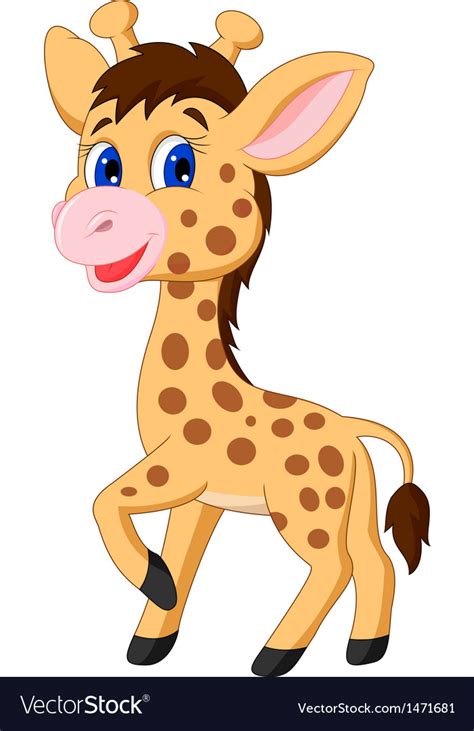 Cute baby giraffe cartoon Royalty Free Vector Image