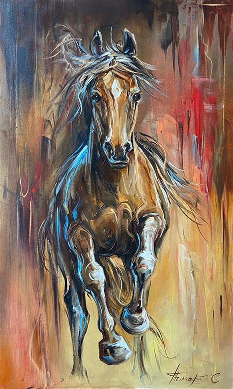 Running Horse Painting Original Horse Wall Art Canvas Animal Oil ...