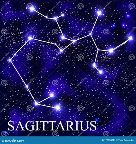 Sagittarius Zodiac Sign with Beautiful Bright Stars on the Background ...