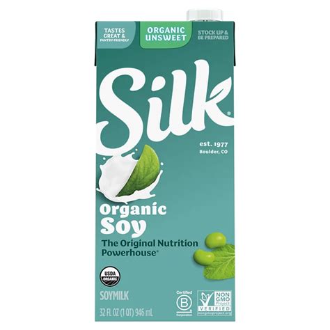 Silk Organic Shelf-Stable Unsweetened Soymilk, 1 Quart - Shop Milk at H-E-B