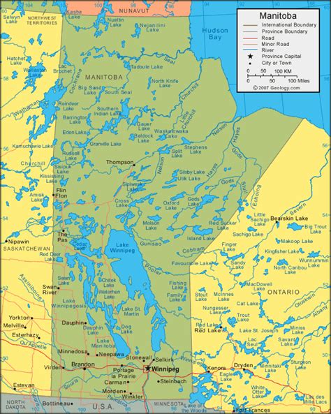 Manitoba Map & Satellite Image | Roads, Lakes, Rivers, Cities