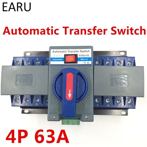 4P 63A 380V MCB Type Dual Power Automatic Transfer Switch ATS ATES For ...