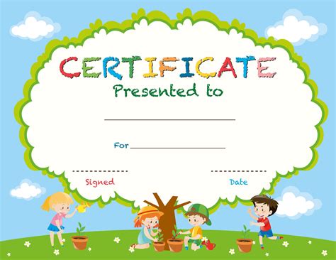 Download the Certificate template with kids planting trees 413801 ...