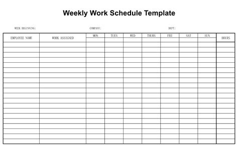 Blank Weekly Employee Schedule Template