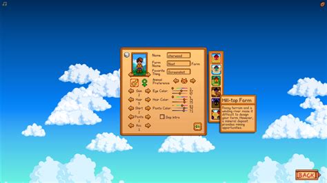 Create character - Stardew Valley | Interface In Game