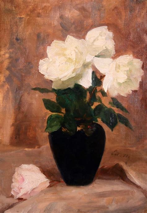 (Attributed to) Edouard Manet - Roses Blanches - Impressionist Oil ...