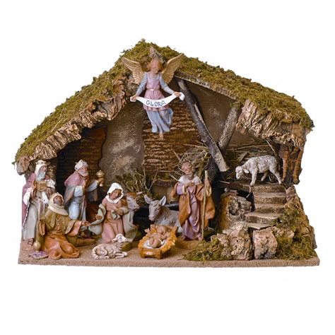 Fontanini 11 Piece Nativity Set with Italian Stable, Roman-Fontanini ...