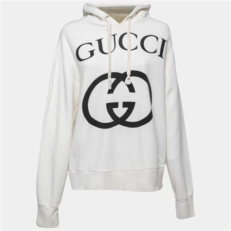 Gucci White Logo Printed Cotton Oversize Hoodie XS Gucci | The Luxury ...