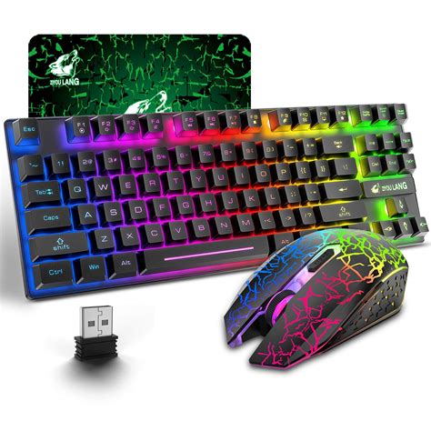 Buy Wireless Gaming Keyboard and Mouse Combo with 87 Key Rainbow LED ...