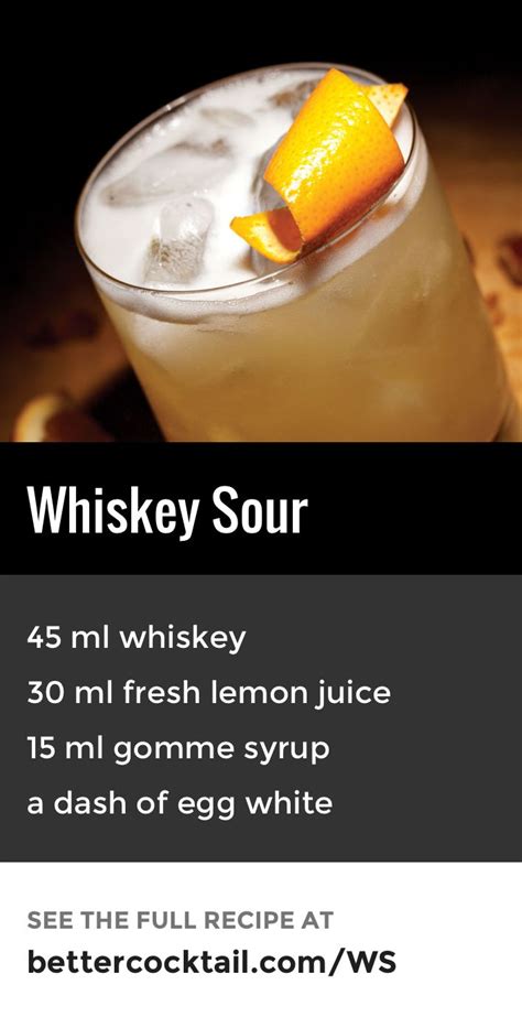 whiskey sour ingredients 1-2 oz 1 part gomme syrup