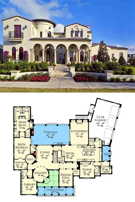 6-Bedroom Two-Story Spanish Villa with Studio (Floor Plan) | Planos ...