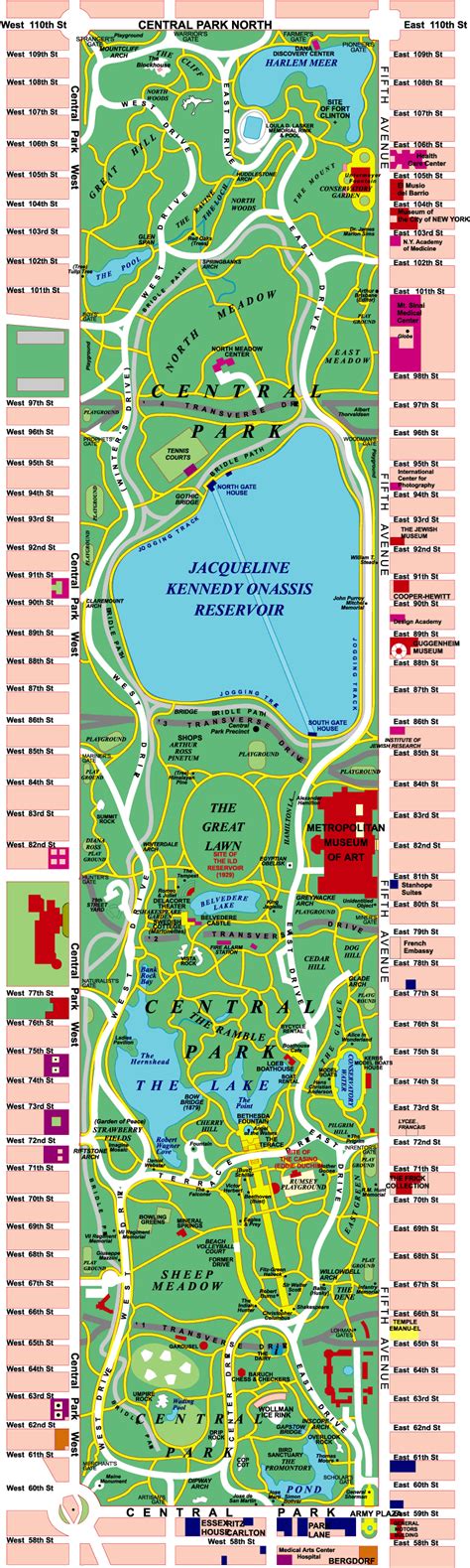 Central Park - NY | Map of new york, New york city map, New york travel