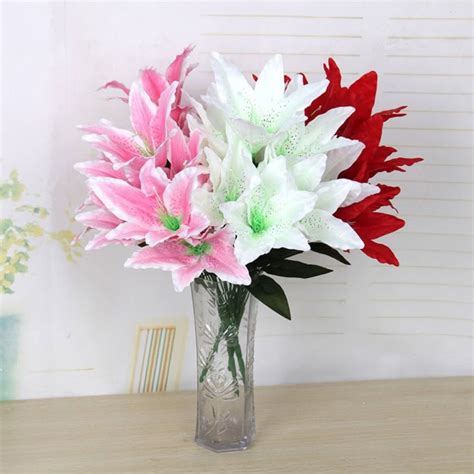 [AYIQ Flower Shop] Hoa Lily Nhân Tạo Hoa Lily Giả 10 Đầu Hoa Giả Bó Hoa ...