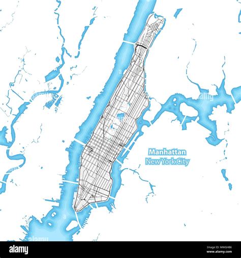 Map of the island of Manhattan, New York City, Indonesia with the ...