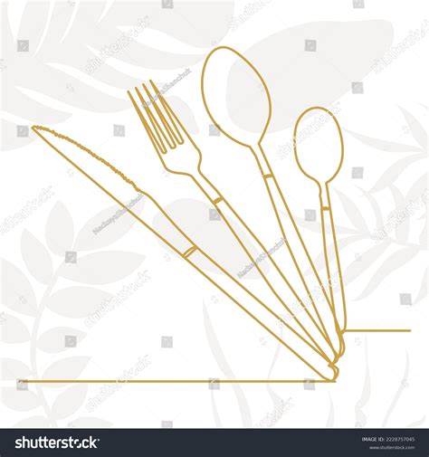 Knife Fork Spoon Continuous Line Drawing Stock Vector (Royalty Free ...