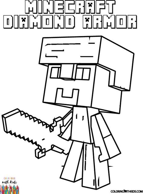 Minecraft Steve Diamond Armor Coloring Page Author: Painter Adapted ...