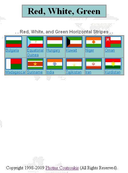 horizontal_red_white_green_stripes Flag Identifier Printable page