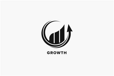 a black and white logo with an arrow pointing upward to the word growth ...