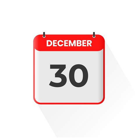 30th December calendar icon. December 30 calendar Date Month icon ...