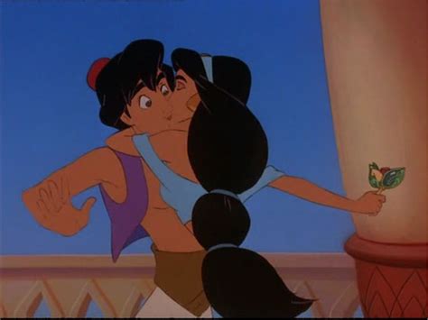 Jasmine kissed Aladdin after Aladdin has given her a beautiful jeweled ...