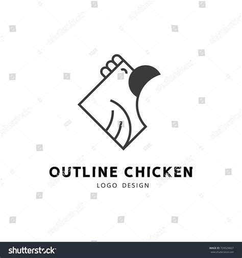 Happy Chicken Black Outline Color Logo Stock Vector (Royalty Free ...