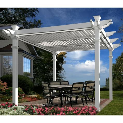 Vita 10' x 10' Avalon Louvered White Vinyl Pergola VA42062 - Walmart ...