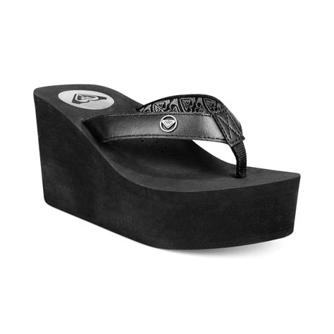 Roxy Palika Platform Wedge Flip Flops in Brown | Lyst