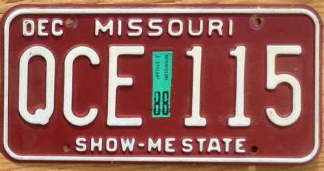 1988 Missouri vg+ | Automobile License Plate Store: Collectible License ...