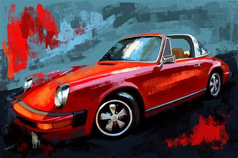 Porsche 911 Targa Red painting Abstract Porsche art print | Etsy