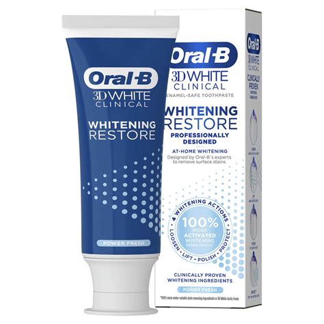 Oral B 3DWhite Clinical Whitening Restore Power Fresh Toothpaste 70ml ...