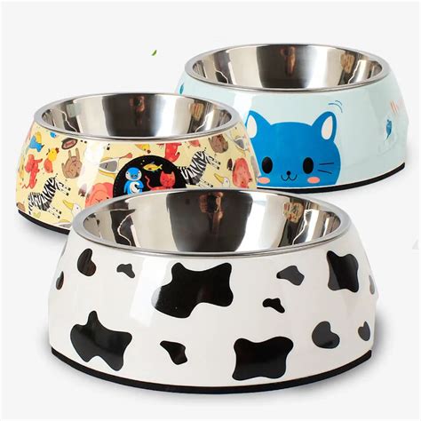 Pet Bowls Single Feeding Bowl With Stainless Steel Insert For Dogs Cats ...