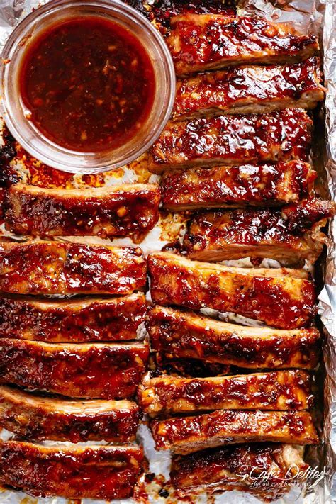 Oven Barbecue Ribs slathered in the most delicious sticky barbecue ...