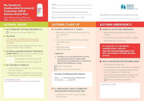 Symbicort Asthma Action Plan