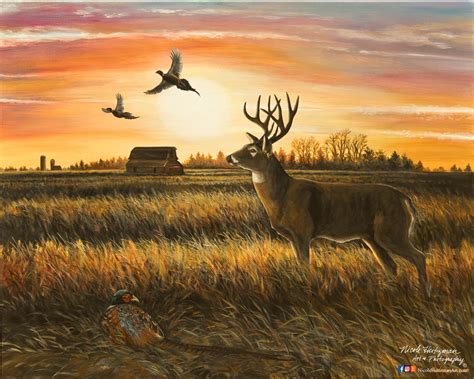 October Skies Whitetail Deer Pheasant Painting Art - Etsy Canada