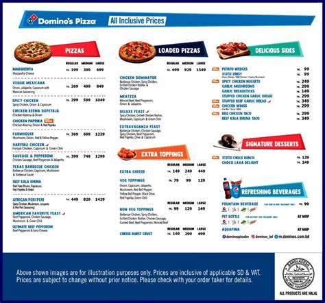 Domino's Pizza Menu, Price and Outlet Address - BD Food Blog