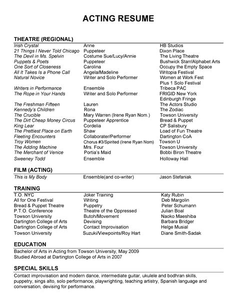 50 FREE Acting Resume Templates (Word & Google Docs) ᐅ TemplateLab