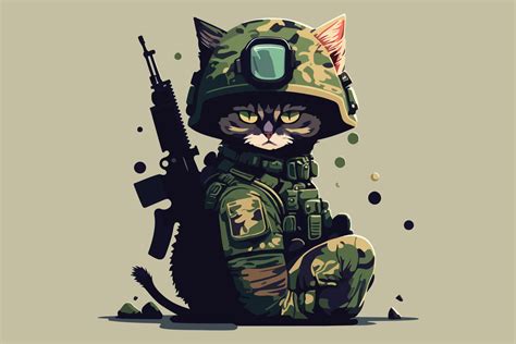 Soldier Cat vector illustration 22330618 Vector Art at Vecteezy