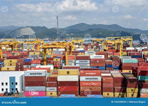 Port of Busan, View on the Container Terminal. Editorial Image - Image ...