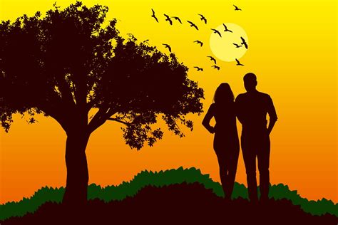 Download Couple, Silhouette, Sunset. Royalty-Free Stock Illustration ...