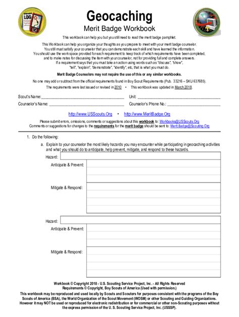 Fillable Online Geocaching merit badge worksheet answers Fax Email ...