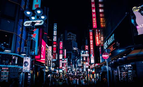 ITAP at night in the streets Tokyo City Wallpaper, Laptop Wallpaper ...