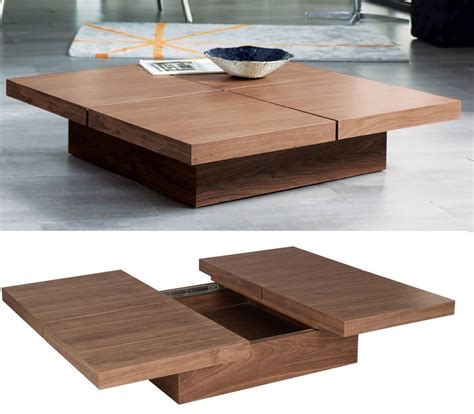 Square wood coffee table with storage - Homedit