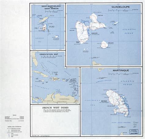 Large scale political map of French West Indies - 1960 | Guadeloupe ...