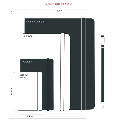 Moleskine Classic Notebook Size Comparison Chart | Moleskine, Notebook ...