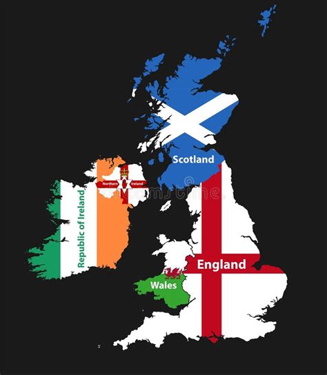 Países De Islas Británicas: El Mapa Unido De KingdomEngland, De Escocia ...